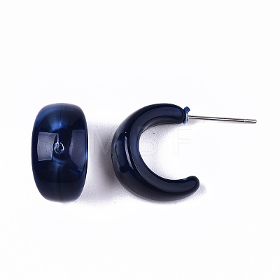 Opaque Resin Half Hoop Earrings EJEW-T012-04-A01-1
