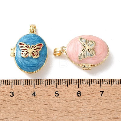Brass Enamel Photo Locket Pendants KK-K305-20G-1
