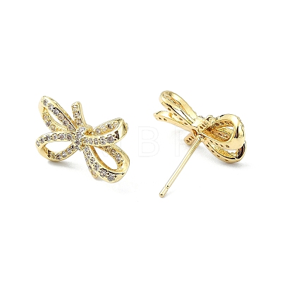 Rack Plating Brass Micro Pave Cubic Zirconia Stud Earring EJEW-C086-04G-1