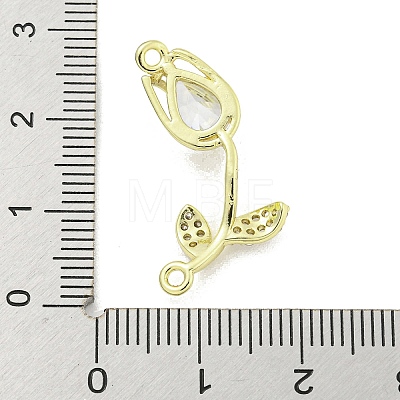 Rack Plating Brass Micro Pave Clear Cubic Zirconia Flower Connertor Charms KK-Z043-03C-1