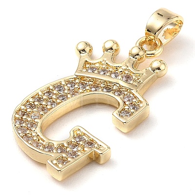 Rack Plating Brass Micro Pave Cubic Zirconia Pendants KK-D535-01G-RS-1