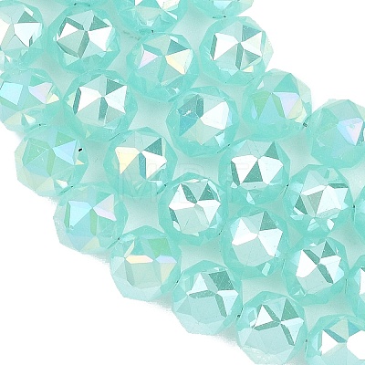 Electroplate Transparent Glass Beads Strands GLAA-H040-01F-1