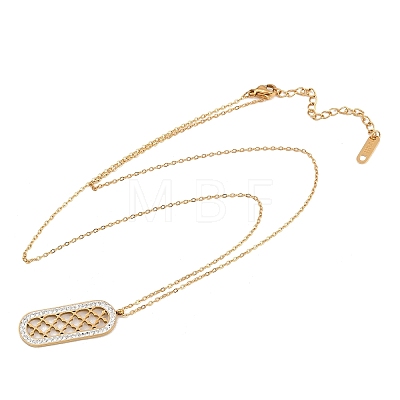 Polymer Clay Crystal Rhinestone Oval Pendant 304 Stainless Steel Cable Chain Necklaces for Women NJEW-A064-06G-1