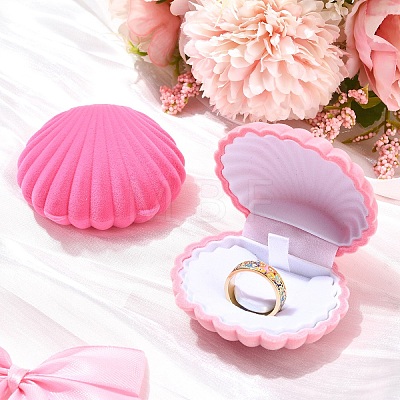 1Pc Shell Shaped Velvet Jewelry Storage Boxes VBOX-YW0001-05A-1