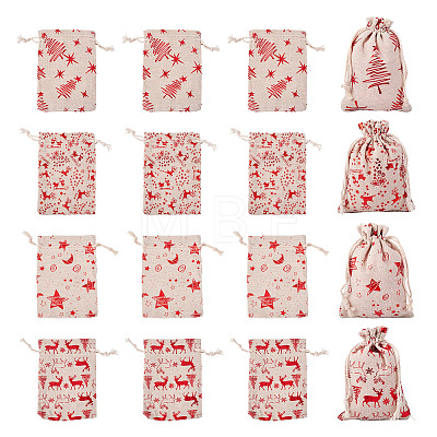 20Pcs 4 Styles Christmas Theme Cotton Fabric Cloth Bags ABAG-TA0002-04A-1