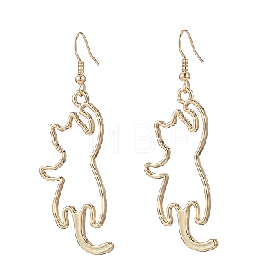 Zinc Alloy Hollow Out Cat Dangle Earrings EJEW-JE05148-01-1