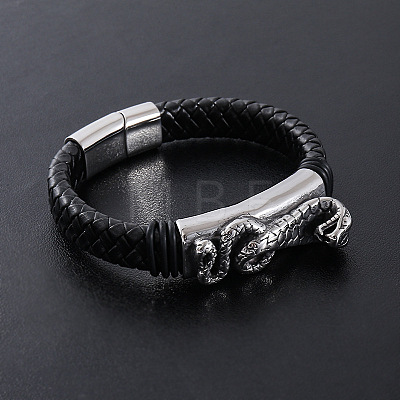 Punk Braided PU Leather Cord Bracelets ZB4268-1-1