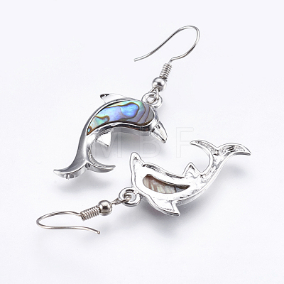 Abalone Shell/Paua Shell Dangle Earrings EJEW-F147-A02-1