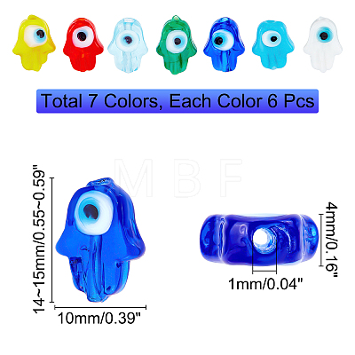  42Pcs 7 Colors Handmade Evil Eye Lampwork Beads Strands LAMP-NB0001-48-1