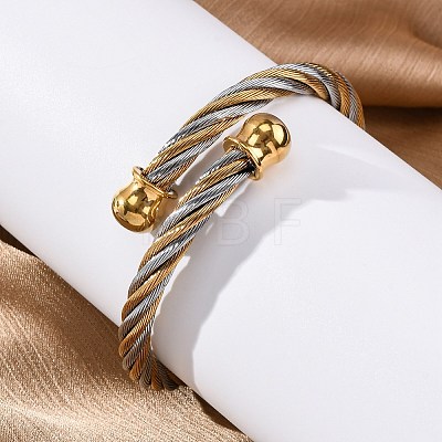 304 Stainless Steel Torque Bangles for Women BJEW-P310-10GP-1