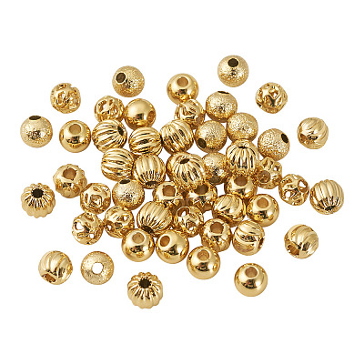 50Pcs 5 Styles Brass Spacer Beads KK-TA0009-12-1