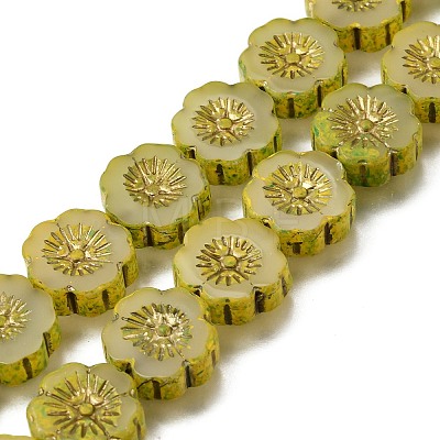 Picasso Baking Paint & Golden Metal Enlaced Glass Beads Strands GL-CBA98F0-04A-1