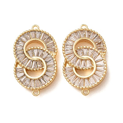 Brass Pave Clear Cubic Zirconia Connector Charms CU-CBA4579-25G-1