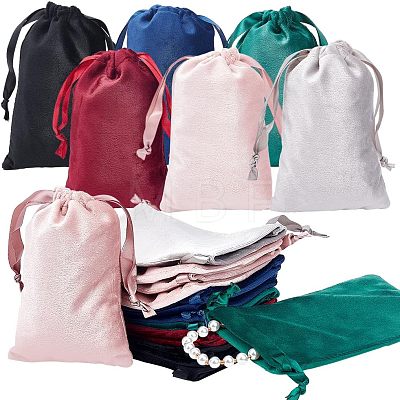 24Pcs 6 Colors Velvet Jewelry Drawstring Bags TP-HY0001-05B-1