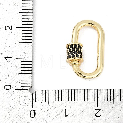 Oval Brass Micro Pave Cubic Zirconia Screw Carabiner Clasps KK-G522-47G-02-1