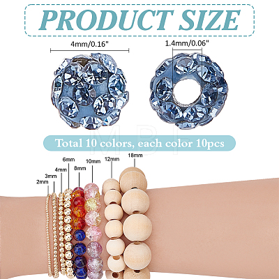 10Colors Rhinestone Clay Pave Beads RB-WH0005-013A-1