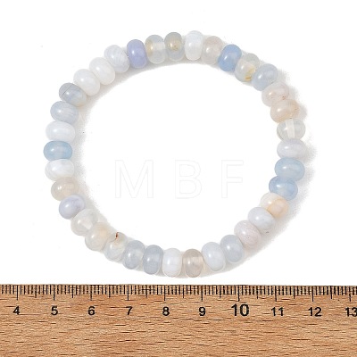 8MM Natural Banded Agate(Dyed & Heated) Rondelle Beaded Stretch Bracelets BJEW-JB14424-1
