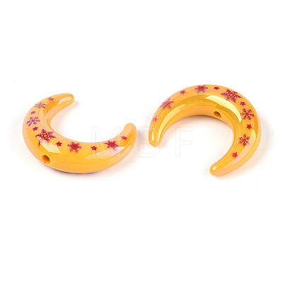 Christmas UV Plating Printed Opaque Acrylic Beads MACR-N018-07B-1