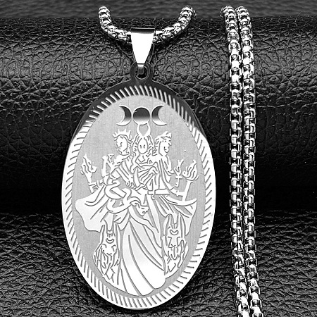 304 Stainless Steel Pendant Necklaces NJEW-B153-02C-P-1