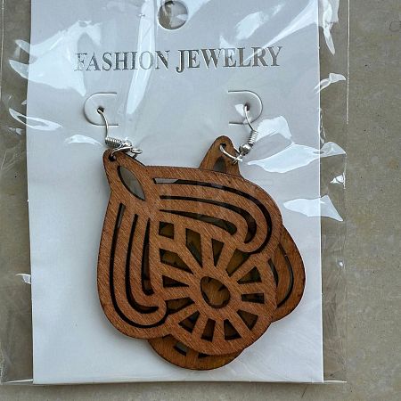 Alloy Wood Dangle Earrings FS-WG0BF85-12-1