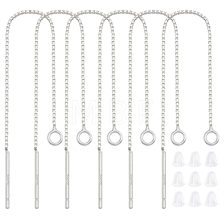 Anti-Tarnish 3 Pairs Rhodium Plated 925 Sterling Silver Stud Earring Findings STER-BBC0006-73B-1