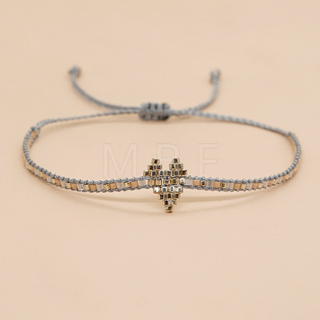 Handmade MIYUKI Glass Seed Bead Heart Braided Bracelets for Women LI3804-4-1