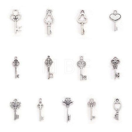 Tibetan Style Alloy Key Pendants TIBEP-X0001-02-AS-1