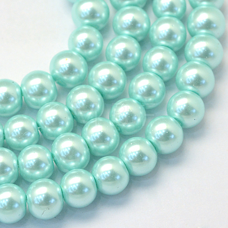 Baking Paint Pearlized Glass Pearl Round Bead Strands HY-Q003-10mm-45-1