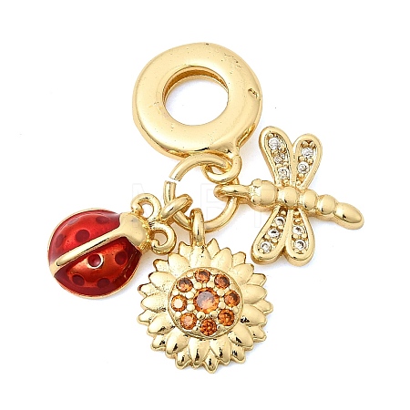 Brass Micro Pave Cubic Zirconia European Dangle Charms KK-Z150-06G-01-1