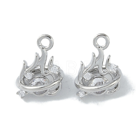 Brass Micro Pave Clear Cubic Zirconia Pendants KK-H482-08P-1