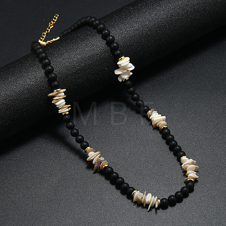 Bohemian Synthetic Non-magnetic Hematite & Coconut & Shell Surf Punk Beaded Necklaces for Men NI4745-3-1