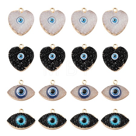 16Pcs 2 Style Druzy Resin Pendants RESI-LS0001-17-1