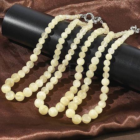 Natural Golden Silk Jade Graduated Round Beaded Necklaces NJEW-F368-02P-1