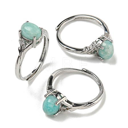 Oval Natural Amazonite Rings RJEW-Q818-01P-01A-1