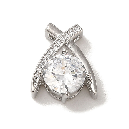Micro Pave Clear Cubic Zirconia Pendants KK-S351-02P-03-1