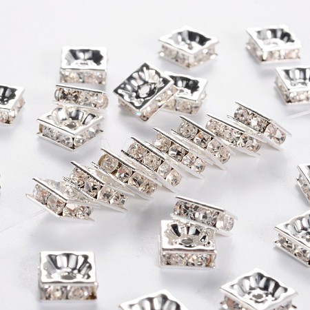 Brass Rhinestone Spacer Beads RSB074NF-01S-1
