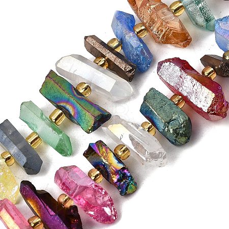 Electroplated Natural Quartz Crystal Beads Strands X-G-F800-F09-1