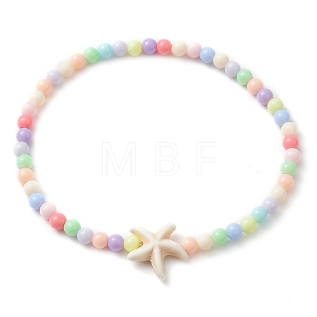 Beach Starfish Synthetic Turquoise Link Bracelets BJEW-JB10238-03-1