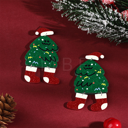 Christmas Theme Acrylic Dangle Stud Earrings FS-WG16439-02-1