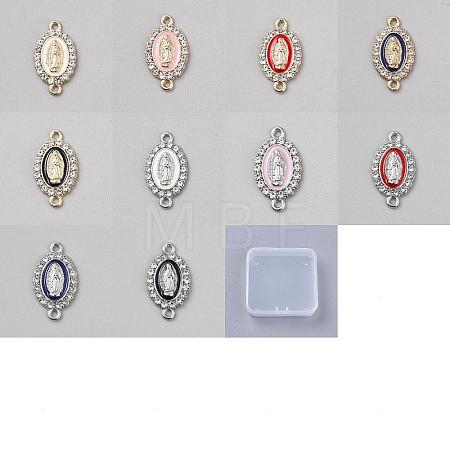 50Pcs 10 Colors Zinc Alloy Enamel Connector Charms FIND-NB0007-24-1