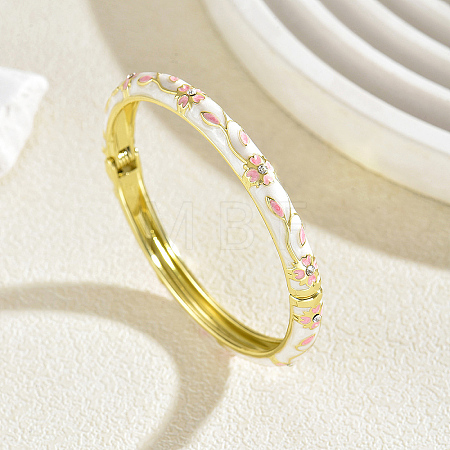 Zinc Alloy Enamel Flower Hinged Cuff Bangles for Women UK8681-5-1