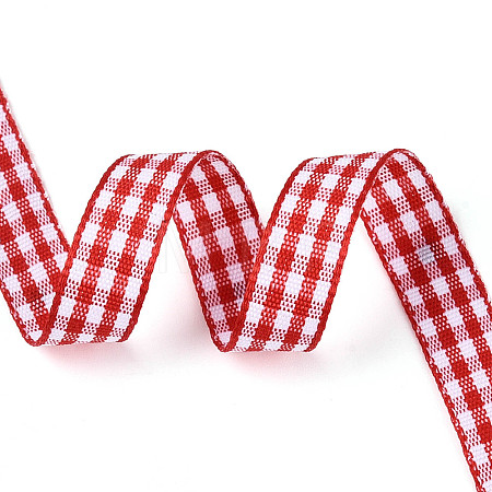 Single Face Plaid Polyester Satin Ribbon SRIB-T009-10F-1