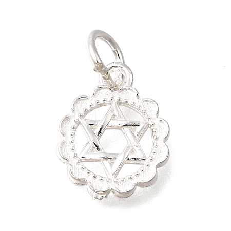 925 Sterling Silver Flower Star of David Charms STER-F059-02S-1