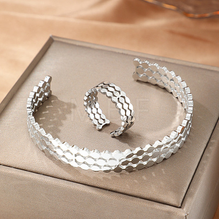 Men's 304 Stainless Steel Cuff Bangles & Cuff Rings WG50BB1-02-1