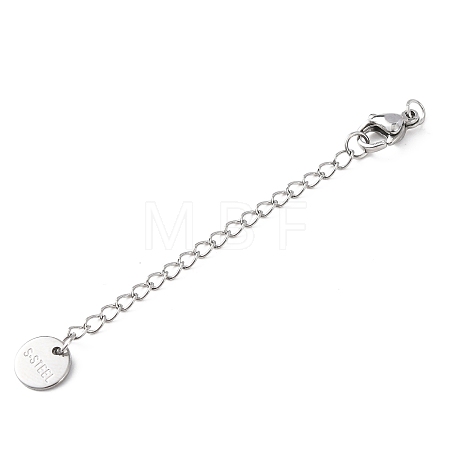 304 Stainless Steel Chain Extender with Flat Round Charms STAS-G383-04P-1