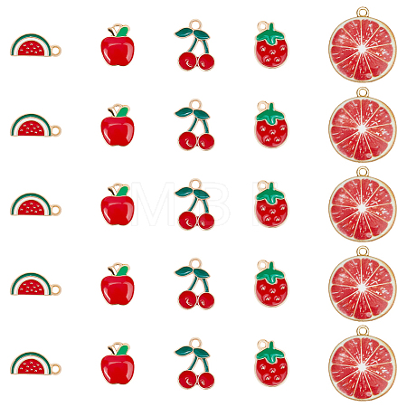 50Pcs 5 Styles Alloy Enamel Pendants ENAM-SC0005-65-1