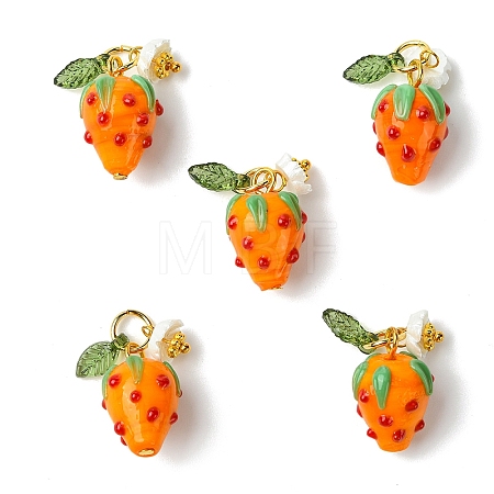 5Pcs Handmade Lampwork Pendants PALLOY-YW00108-05A-1