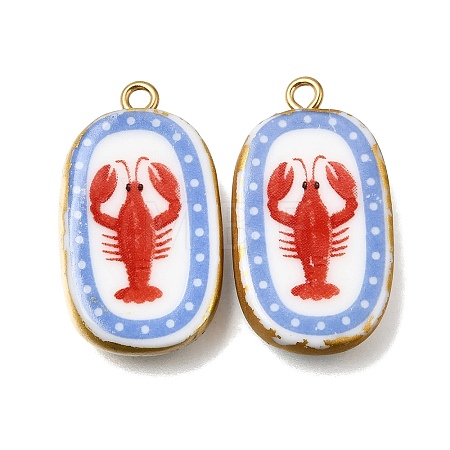Fruit & Floral & Animals Printed Handmade Porcelain Pendants STAS-Z207-01G-05-1