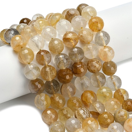Grade A Natural Yellow Hematoid Quartz Beads Strands G-L642-F04-12mm-1