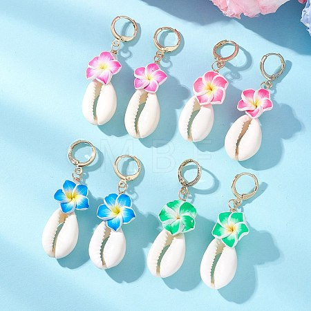 Polymer Clay 3D Flower Hoop Earrings EJEW-JE06968-1